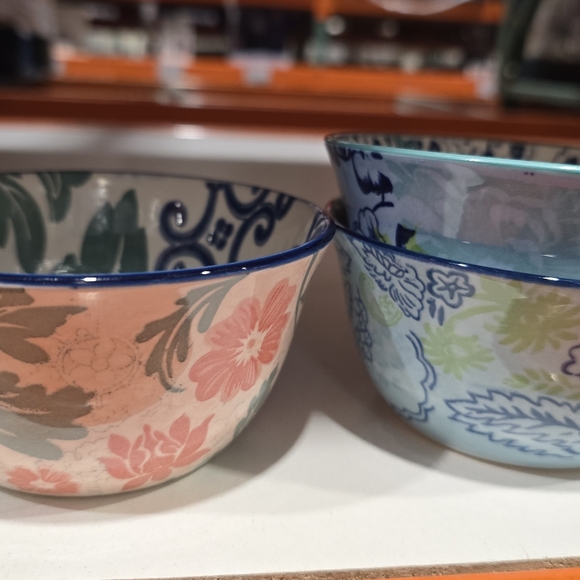 10 Pieces Bontanical Stoneware Bowls, Set of 10 All Purpose Bowls, 4.75\